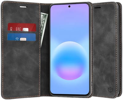 Hoesje geschikt voor Samsung Galaxy A57 - Techsuit Confy Book Wallet Case - Zwart