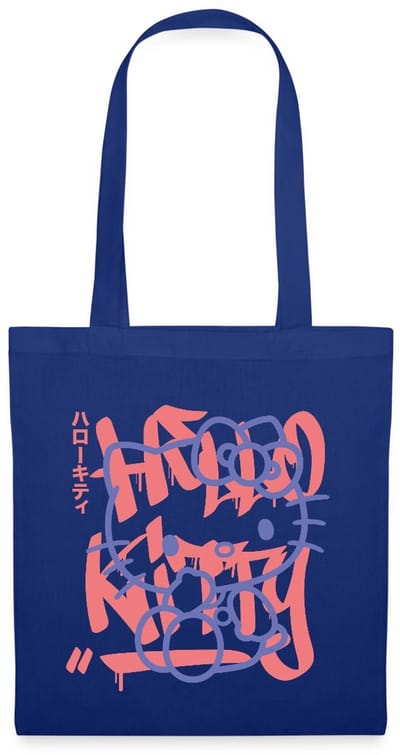 Hello Kitty Met Graffiti-Stijl Lettertype Tas Van Stof Schoudertas