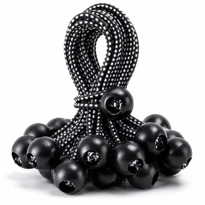 BOTC Spanelastiek met Bal - Spanrubbers - 30 stuks - tot 30cm - Luifelzeil - Kamperen, Tenten, Vracht - Zwart