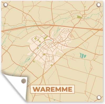 Tuin poster Plattegrond - Stadskaart - Waremme - Kaart - België - 200x200 cm - Tuindoek