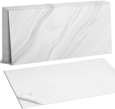 Coloray Plaktegels - Marmerpatroon met golven Zelfklevende Wandtegels - 40 cm x 20 cm - Wit Plaktegels - 10 stuks - Rechthoek PVC Tegels - Plaktegels Badkamer - Vloertegels Zelfklevend - Vinyl Tegels Zelfklevend - Portugese Tegels