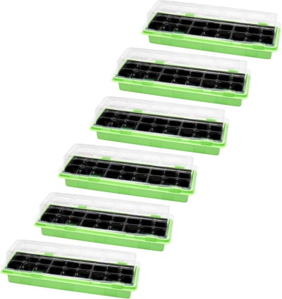 Garronda Kweekset Kweekpotten met schotel - Kamerplanten – Groen (6 stuks) - GD-VE-Greenhouse