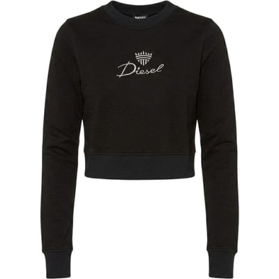 Diesel Dames Geborduurd Logo Slim Crop Sweatshirt (Zwart)