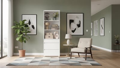 Boekenkast met Lades 180 cm – Casa Velluto Aurora Luxe – Hoge Opbergkast met 3 Laden en Verstelbare Planken – Moderne Smalle Kast Sneeuwwit 30 x 57,1 x 180 cm – Voor Woonkamer, Slaapkamer en Studeerkamer