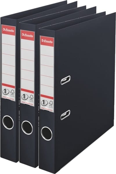 Esselte Ringband mappen/ordners - Set van 6x stuks - zwart - A4 - opbergen - kantoorartikelen
