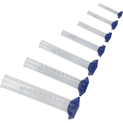 7PCS Cylindre de Mesure d'Expérience Verre Borosilicaté Cylindre Gradué Ustensiles de Laboratoire white