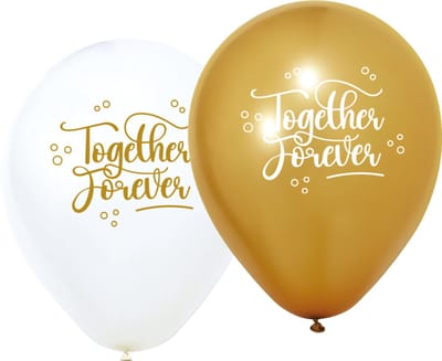 Huwelijk Ballonnen - Together Forever - Goud-Wit - 8 stuks