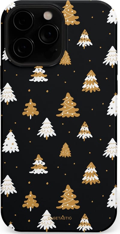 Casetastic hoesje geschikt voor Apple iPhone 13 Pro Max - MagSafe - Dubbellaagse bescherming - Happy Chistmas Kerstbomen - Fashion Case - Zwart