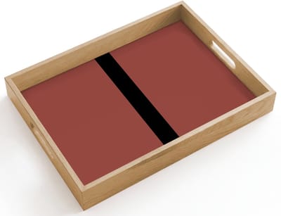 Dienblad hout 40x30 cm - Schootdienblad - Rood - Zwart - Streep - Minimalistisch - Borrelplank rechthoek - Plateau dienbladen