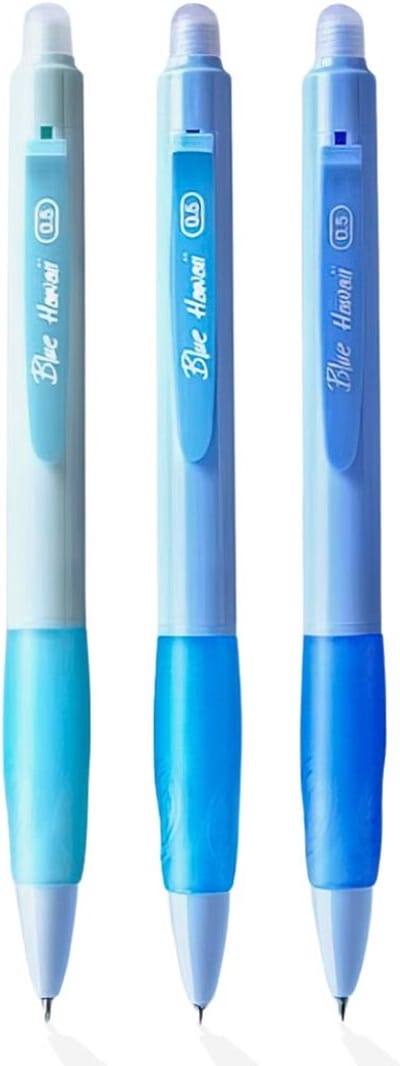Ainy Cyaan blauw uitwisbare pen set | 3 uitgumbare pennen voor etui , pennenzak of pennenbak | Blauw inkt | Ergonomische soft grip design | Ideale manga anime teken balpennen | Uitgumbare gelpennen schrijfwarenset voor kinderen en volwassenen