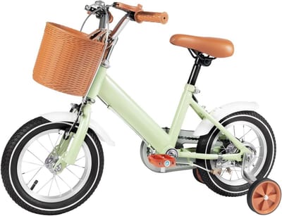 Kindertreinfiets 12 inch voor Jongens en Meisjes Vanaf 3 Jaar met Zijwieltjes en Mand