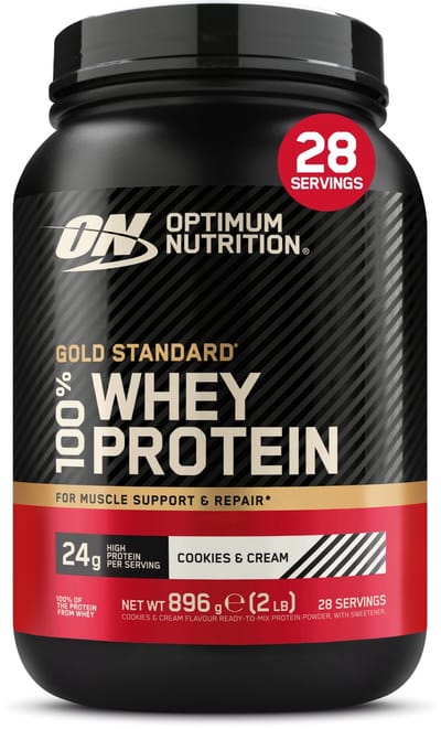 Optimum Nutrition Gold Standard 100% Whey Protein - Cookies & Cream - Proteine Poeder - Eiwitshake - 900 gram (28 servings)