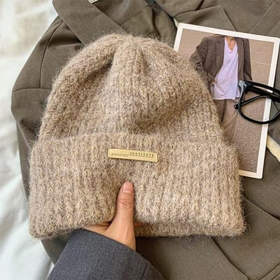 Chapeau Baotou Rond à Grande Tête Doux et Mignon Japonais Chapeau Tricoté Polyvalent Tendance Chapeau Automne et Hiver Chapeau Chaud en Laine pour Femme One Size