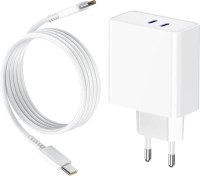 Adapter USB-C met Sterke Laadkabel - 2 USB-C Poorten - 2 Meter - Fast Charger voor S24, S23, S22, S21, S20, A54, A25, A05s, A23, A24