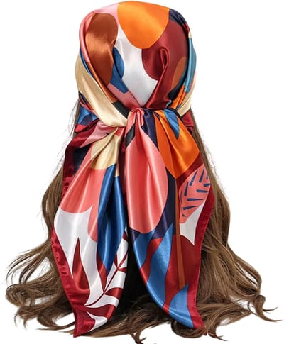 Stijlvolle Hip Hop Hijab Sjaal voor Dames - Vierkante Satijnen Zijde Sjaal met Print - Multifunctionele Foulard, Bandana & Pashmina Wrap - Rood
