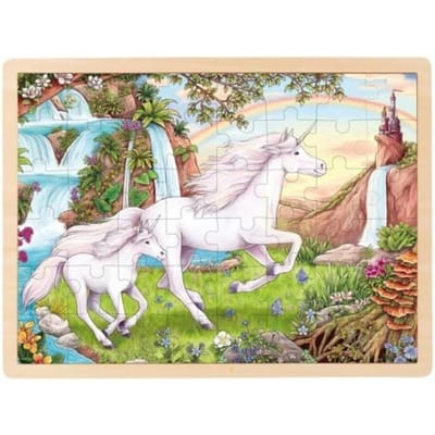GOKI Puzzel - Eenhoorn - 48 Stukjes - 40X30X0,8Cm - Hout - 3 Jaar