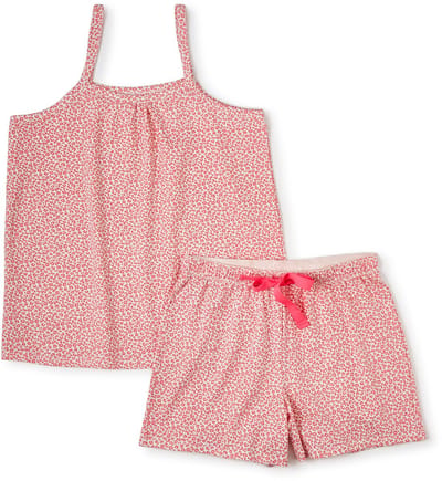 Little Label - korte dames pyjama - luipaard roze - bio katoen - S/36