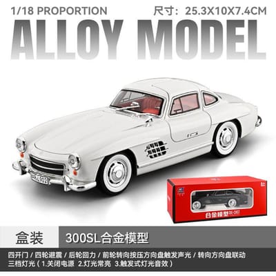 1:18 Mercedes Benz 300SL Gullwing Luxe Klassieke Coupé Legeringsmodel Metalen Diecast Auto Woondecoratie & Computer Bureau Ornament
