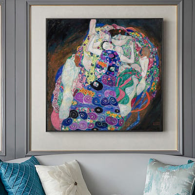 Allernieuwste.nl® Canvas Schilderij Gustav Klimt: De Maagd - Kunst aan je Muur - Modern Symbolisch - Kleur - 70 x 70 cm
