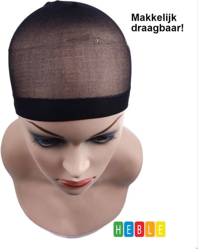 1 Stuks Zwarte Netstof Mesh Pruik Haarnetjes - Rekbare Elastische Haarnet voor Nephaar - Weave Wig Cap - van Heble®