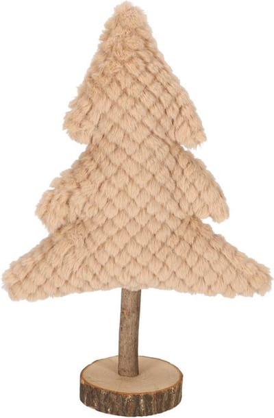 JENS LIVING - Decoratie kerstboom FLUFFY - Taupe - 19 x 9 x 33 cm