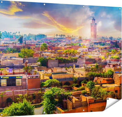 Gards Tuinposter Medina van Marrakesh in Marokko - 150x120 cm - Tuindoek - Tuindecoratie - Wanddecoratie buiten - Tuinschilderij