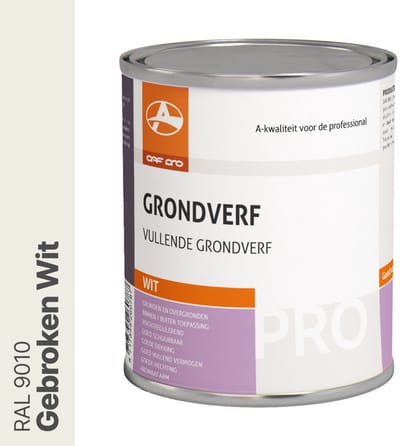 OAF PRO Grondlak Professioneel Gebroken Wit (RAL 9010) 750 ml - Grondverf voor Hout en Metaal - Grondverf Buiten - Kan 1 Jaar buiten zonder aflak - In 9.000 mengkleuren