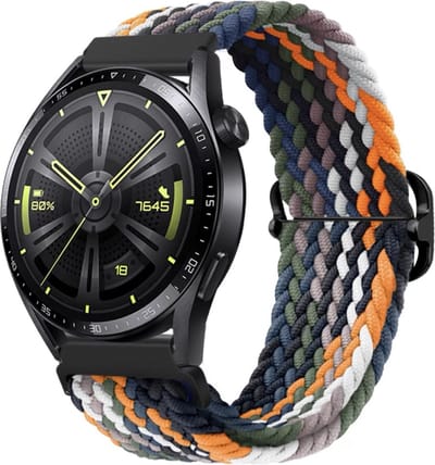 Stravo Nylon Stretch bandje 20mm - Camouflage Horlogebandje geschikt voor Samsung Galaxy Watch 7 / 6 / 5 / Pro / 4 / 3 / Active 2 - Garmin Approach / Forerunner / Venu 2 Plus / SQ / Vivomove - Polar Ignite / Unite