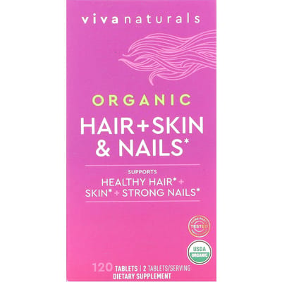 Viva Naturals, Biologisch Haar + Huid & Nagels, 120 Tabletten