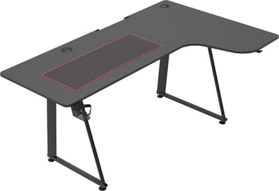 VDD Gaming – Bureau - Gaming Bureau – Game Bureau - Bureau game Hugo - Gaming desk – Computer Tafel - L vormig hoekbureau - 160 cm x 60 cm – Carbon