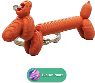 Wiener ballon hond sleutelhanger - Blauw / Paars - 3d geprint - Cadeau dierenliefhebber – Sleutelhanger dier – 5cm