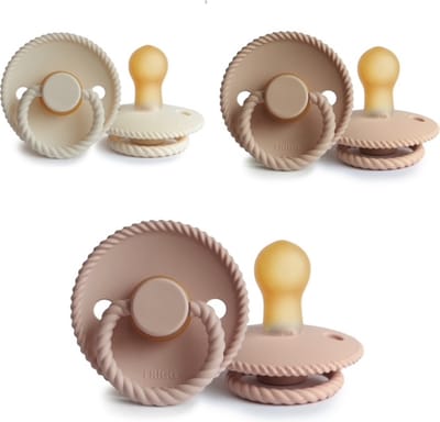 FRIGG ROPE Fopspeen set 3 stuks Cream,Blush en Croissant 0-6 maand