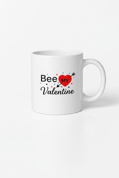 Valentijn Mok 'Bee My Valentine' - Romantisch Cadeau met Hartjes en Pijl