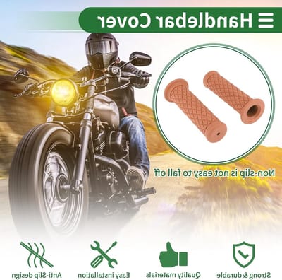 Antislip Rubber Stuur Grips voor Motorfiets, Scooter en ATV - 7/8" en 15/16" Handgrepen Cover Kit in Koffie Kleur, 1 Set voor Optimale Grip en Comfort