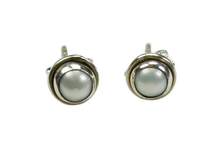 Zilveren knop oorbellen Parel 925 zilver