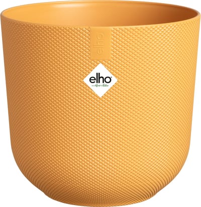 Elho Jazz Rond 26 Bloempot voor Binnen - Woonaccessoire van 100% Gerecycled Plastic - Ø 26 x H 24.2 cm - Amber geel