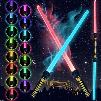 Lichtzwaard Set van 2 RGB met 15 Kleuren en Duel Geluidseffect voor Feestjes, Cosplay en Halloween Kostuums