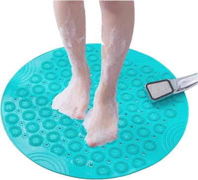 Antislip Douchemat met Afvoergat en Massagebel - Ronde Badmat 30 x 30 cm - Veilig en Comfortabel
