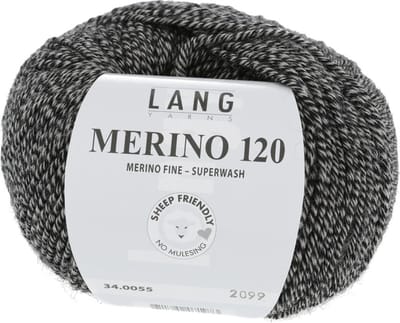 Lang Yarns Merino 120 - 55 zwart-beige - Merinowol Garen