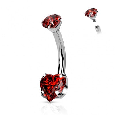 Piercing titanium hartje sierlijk - zilver rood - LMPiercings