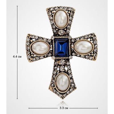 Dames Parel Kristal Kruis Spelden Broche voor Kraag Sjaal Sjaal Gesp Pin Feest Broches Cadeau Sieraden black