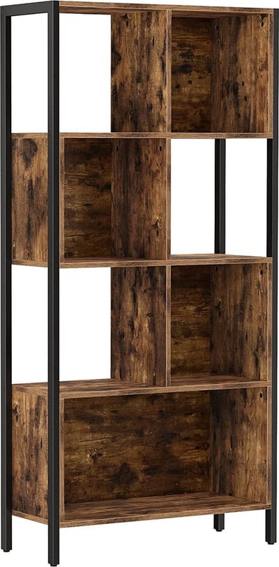 Soph & Tess - Boekenkast - Vakkenkast - Industrieel - Vintage - Hout - Metaal - Bruin/zwart - 74x29.6x154.5