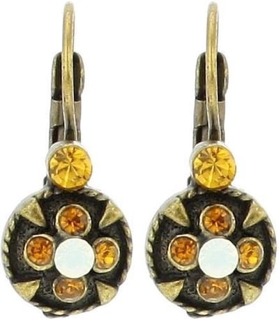 Behave® Oorbellen Stekers Vintage - Geel Bloem Design - 2 cm - Nikkelvrij