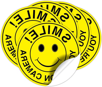 Bewakingscamera Sticker - Camerabewaking Bord - Beveiliging Huis - Heavy Duty Vinyl - 114 cm Cirkel - Geel Zwart