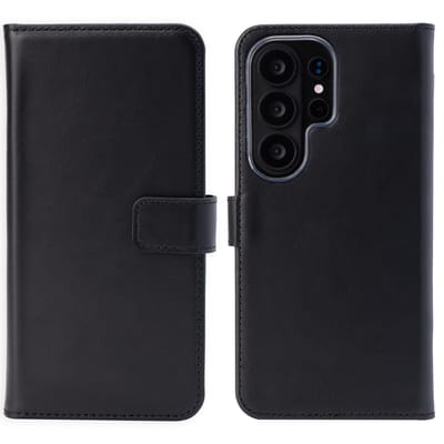 Selencia Hoesje - Geschikt voor Samsung Galaxy S26 Ultra - Echt Lederen Bookcase - Zwart
