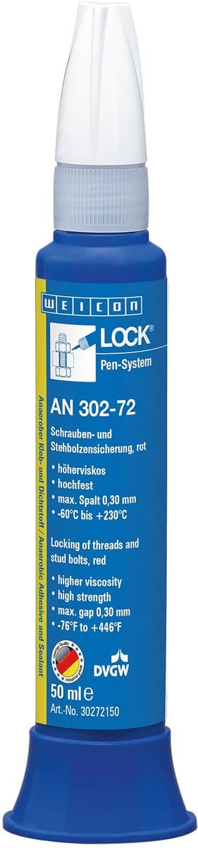 Weicon 30272150 WEICONLOCK AN 302-72 50 ml Schroef- & Steunstiftborging |Hoge temperaturen, rood