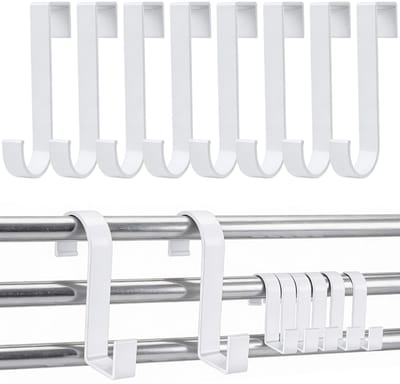 SnelShoppen - 8 Stuks S-vormige Handdoekhaakjes voor Radiator, Witte Verwarmingshaken voor Badkamer en Keuken, Ideaal voor Handdoeken, Kleding en Acce