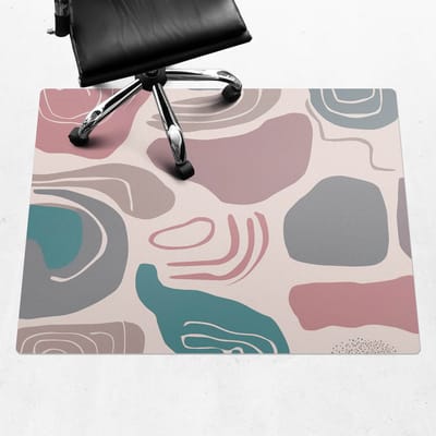 Wallfluent - Vloerbeschermer Abstracte Vormen - 120x90 cm - Roze Bureaustoelmat - Rechthoekig - Motif Vloerbeschermer-Stoel Mat-Werkplekdecoraties - Boho-patroon