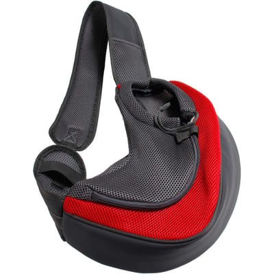 Sac de transport pour chien, sac à bandoulière d'extérieur, sac à bandoulière pour animal de compagnie, sac de transport respirant L rouge