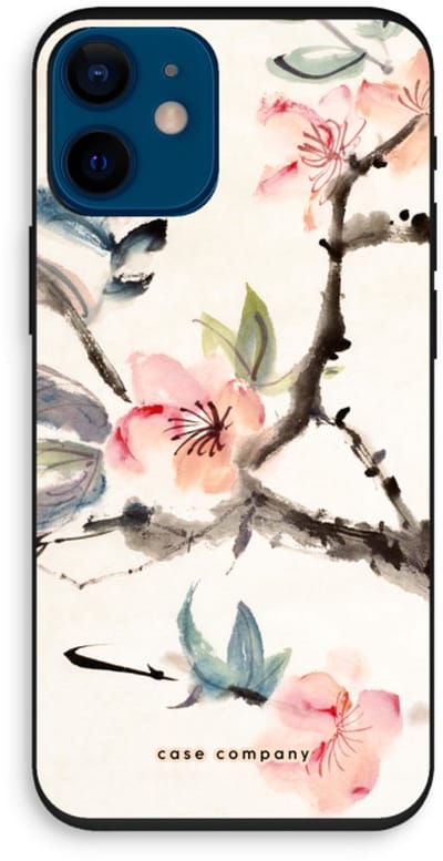 Case Company® - Hoesje geschikt voor iPhone 12 mini hoesje - Japanse bloemen - Biologisch Afbreekbaar Telefoonhoesje - Bescherming alle Kanten en Schermrand